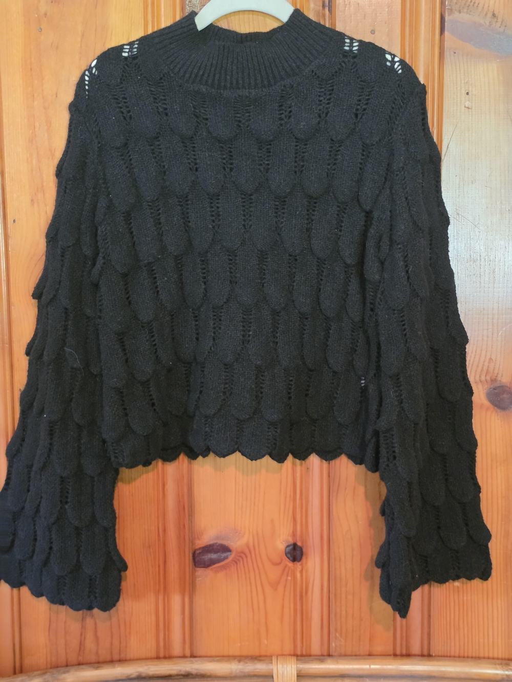 Black Ruffled Long-Sleeve Sweater - Picture 2 of 10